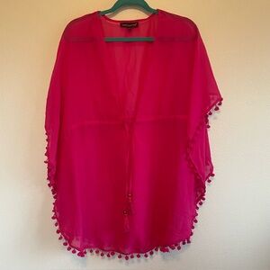 Fuchsia Swim Cover-Up with Tassels Small